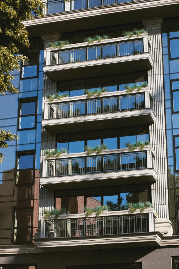 A Luxury Apartment with plants in Balcony